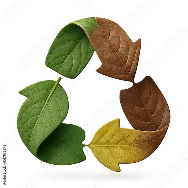 Fototapeta Recycle Symbol Made of Colorful Leaves Representing Sustainability
