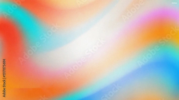 Fototapeta Orange yellow red pink purple blue cyan teal green white abstract background. Color gradient ombre blend. Bright light flash glow glitter neon metallic. Noise grain mesh. Soft swirl blur wave