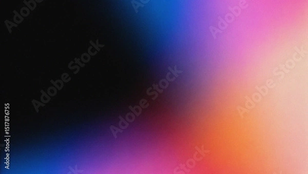 Fototapeta Black dark blue pink violet magenta purple orange red cyan abstract background. Color gradient ombre blend. Bright light flash glow glitter neon metallic. Noise grain mesh. Prism beam flare blur