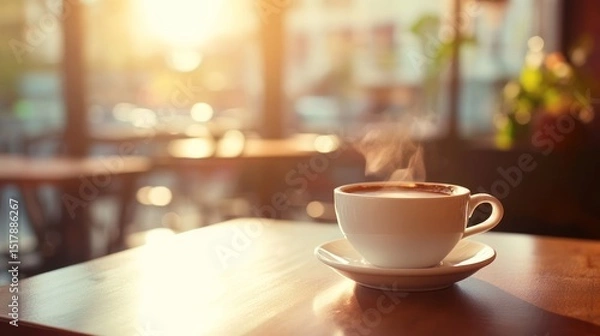 Fototapeta Warm Morning Coffee at a Cozy Cafe