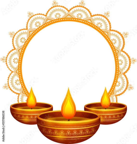 Obraz burning diya on Happy Diwali Holiday background for light festival of India
