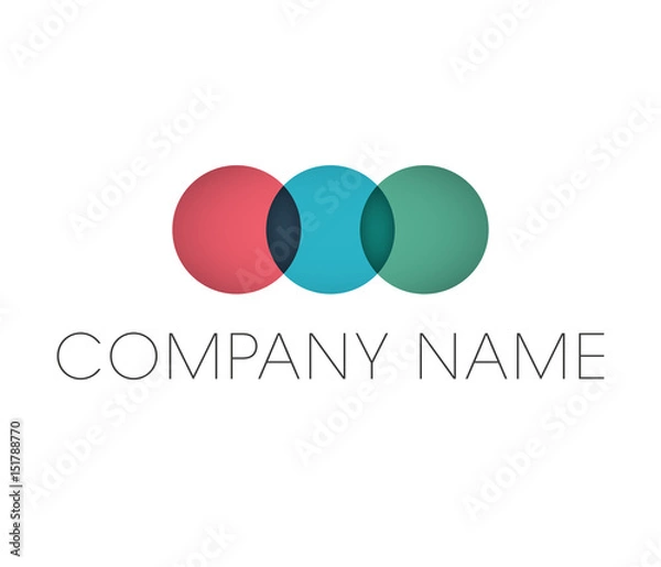 Fototapeta Circle business logo with company name placeholder text. Geometric vector logotype design elements.