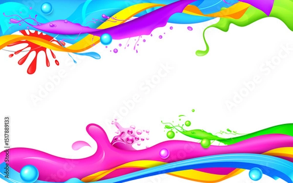 Obraz colorful splash for Happy Holi design for color festival of India celebration greetings for promotion and advertisement banner