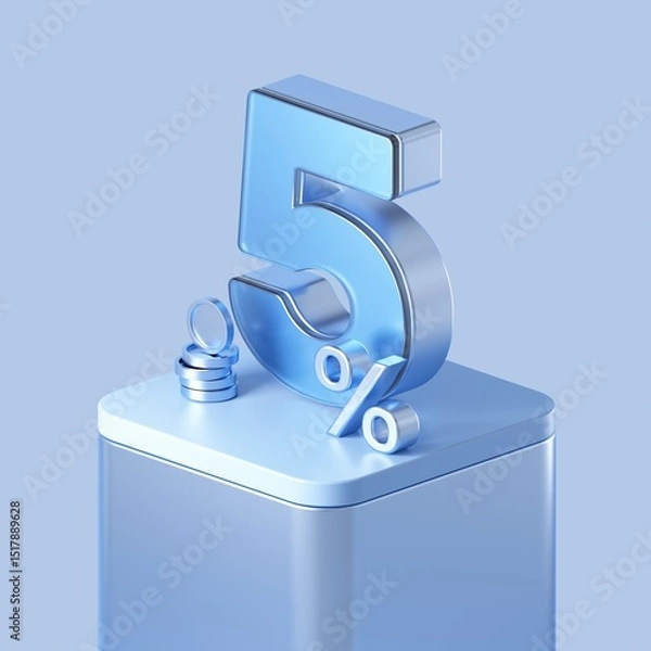 Obraz Five percent credit, business concept 3d rendering illustration.