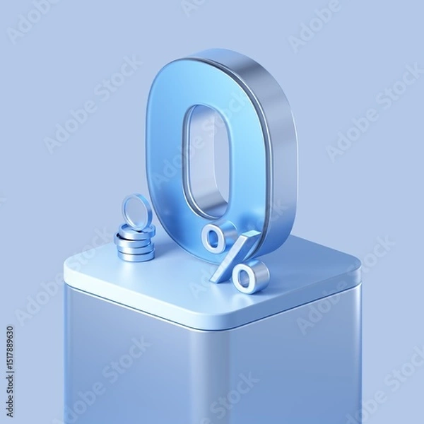 Obraz Zero percent credit, business concept 3d rendering illustration.
