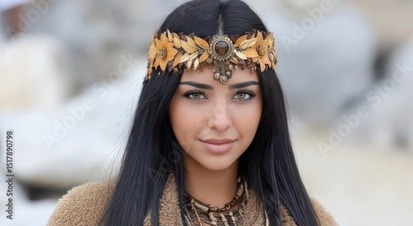 Fototapeta Ethereal Portrait with Nature-Inspired Accessories