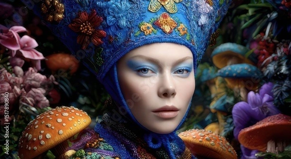 Fototapeta Enchanted Portrait in Botanical Wonderland
