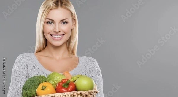 Fototapeta Fresh Vegetables and Smiles: Embracing Healthy Eating