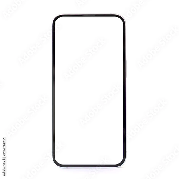 Fototapeta Simple Minimalist Phone Screen Frame on Isolated White Background