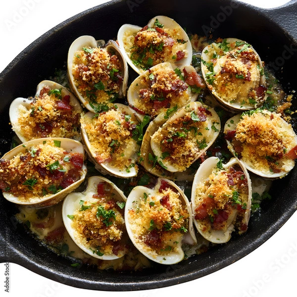 Fototapeta Clams Casino with Bacon and Parmesan