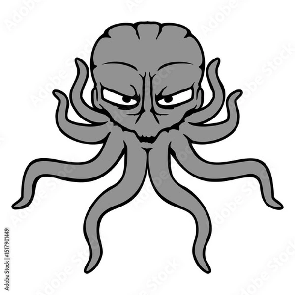 Obraz Octopus Alien Monster Horror Alien Grinning Smile Isolated Vector Graphic Design Illustration
