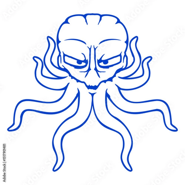 Obraz Octopus Alien Monster Horror Alien Grinning Smile Isolated Vector Graphic Design Illustration
