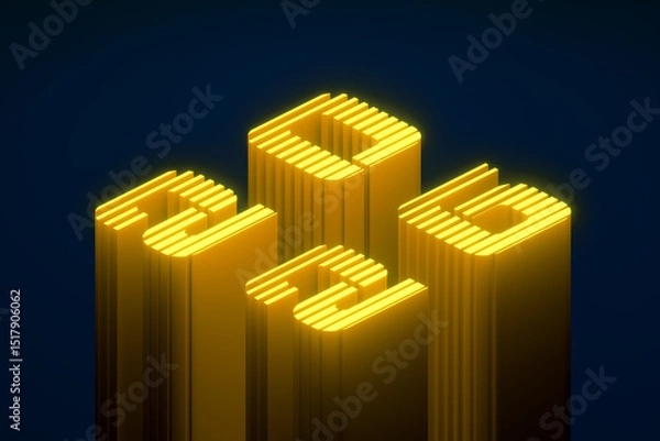 Obraz Happy new year 2026 greeting card. Number 2026 written futuristic retro font with neon glow. 3D Illustration, isometric graphic.
