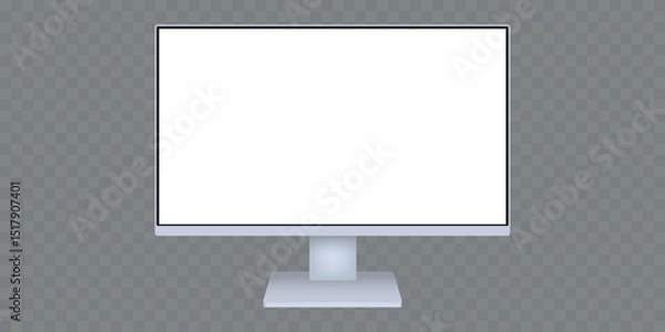 Fototapeta Modern Realistic Computer Monitor Vector Illustration with White Screen on transparent background