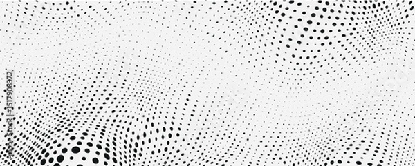 Fototapeta Abstract halftone background with wavy surface on white background