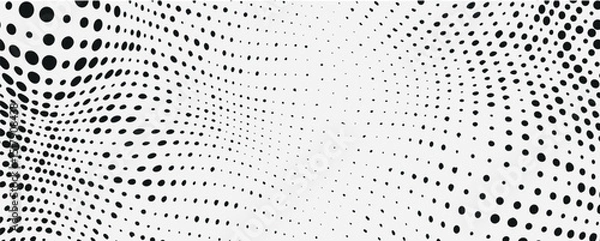 Fototapeta Abstract halftone background with wavy surface on white background