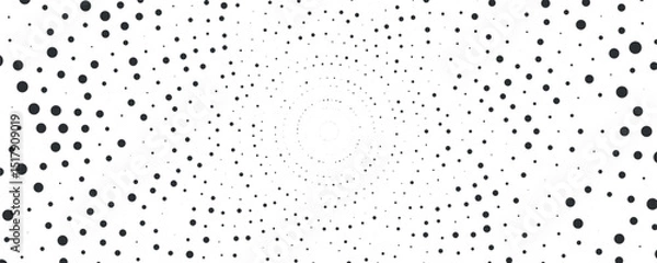 Fototapeta Radial halftone dots. Spotted and dotted stains gradient background. Concentric comic texture with fading effect.
