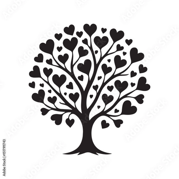 Obraz Romantic A tree with red hearts and a tree with a quote from love vector clipart
