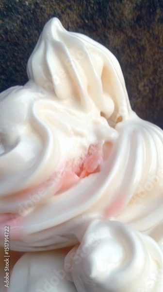 Obraz Close-up of Whipped Cream with Hints of Pink Icing Detailing