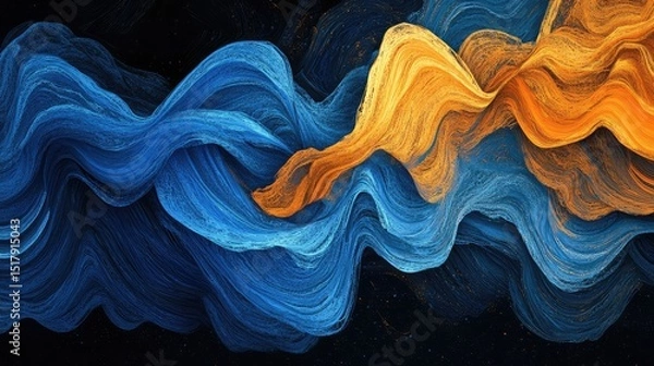 Fototapeta Abstract Colorful Wave Design on Black Background ,Abstract Waves of Vibrant Blue, Cyan, Red, and Orange Flowing Against a Dark Background