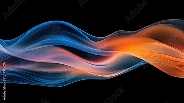 Fototapeta Abstract Colorful Wave Design on Black Background ,Abstract Waves of Vibrant Blue, Cyan, Red, and Orange Flowing Against a Dark Background
