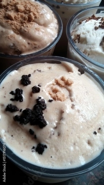 Obraz Cups of Dessert with Crumble Toppings in Bowls Close Up