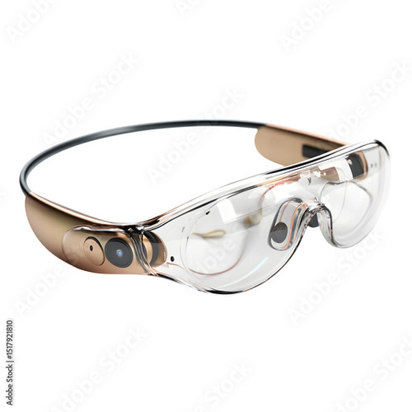 Fototapeta Description: Ultra-thin contact lenses embedded with AI technology for augmented reality experiences, featuring a transparent and lightweight design. Isolated on a white background.