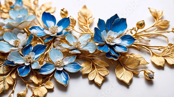 Fototapeta Top view image of flowers composition background .Flat lay