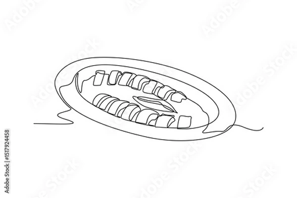 Obraz Continuous line drawing representing food seafood on a plate