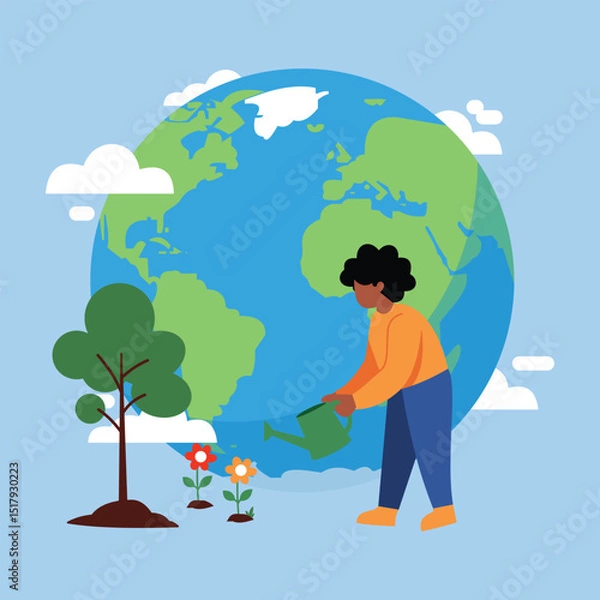 Obraz ILLUSTRATION OF CARING FOR THE EARTH AND THE ENVIRONMENT