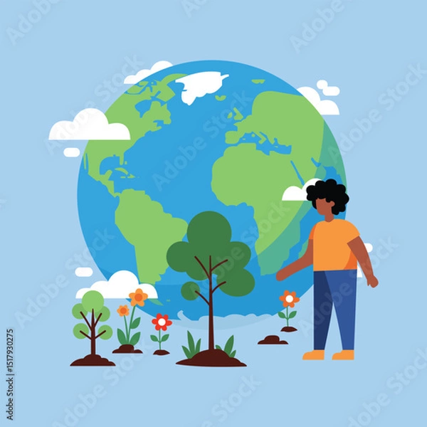 Fototapeta ILLUSTRATION OF CARING FOR THE EARTH AND THE ENVIRONMENT