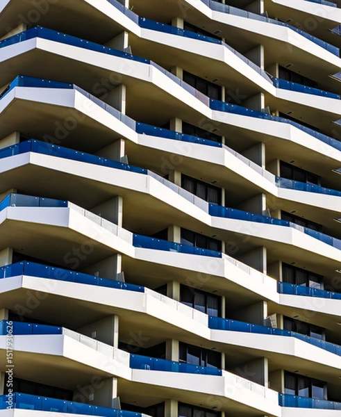 Obraz A cropped image of the balconies of a modern apartment block.