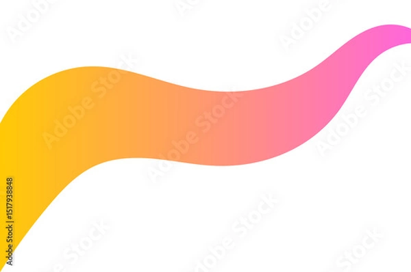 Fototapeta Magical colorful yellow and pink gradient long wave banner background. Fantasy concept. PNG illustration on transparent background.
