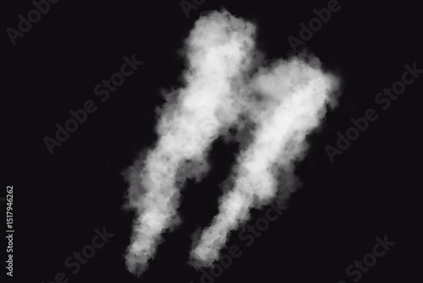 Fototapeta Realistic white fog or smoke on a black background. Vector illustration White fog or smoke cloud on black background. Realistic smoke effect vector illustration. Smoky mist, toxic vapor