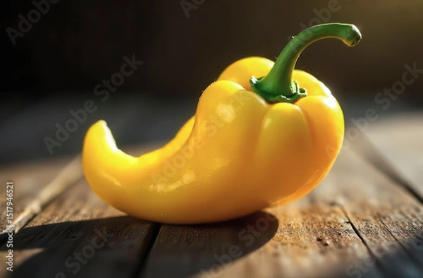 Obraz Close-up of yellow bell pepper lying on wooden table