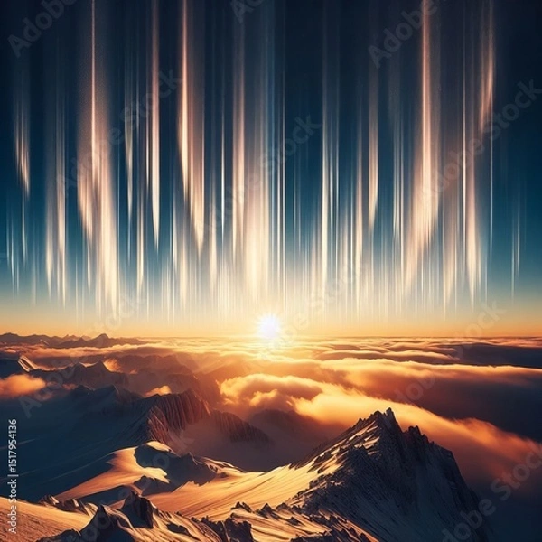 Fototapeta Columns of light that extend from