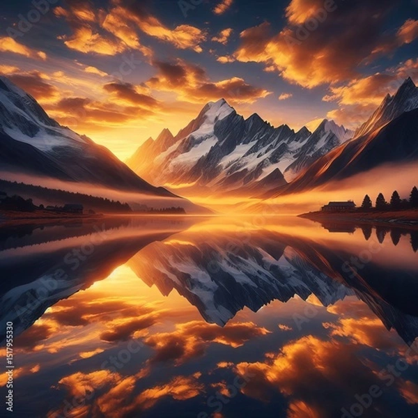 Fototapeta Dawn’s Golden Reflection Dawn’s golden reflection on snow ca