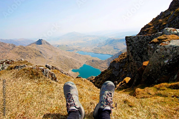 Obraz Mountaineering in Snowdonia National Park, Wales, United Kingdom. Home to 100 lakes and craggy peaks like Cader Idris and Tryfan.