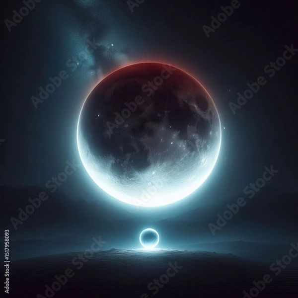 Fototapeta During a Lunar Eclipse A glowing