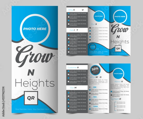 Obraz Corporate business trifold brochure flyer template. 
Modern, Creative and Professional tri fold brochure flyer vector design.
modern business trifold brochure flyer template
