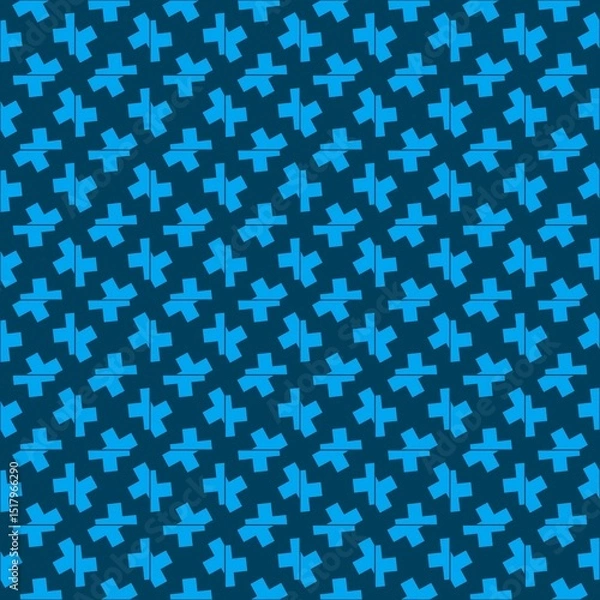 Fototapeta Repeating seamless pattern of blue letters T, square