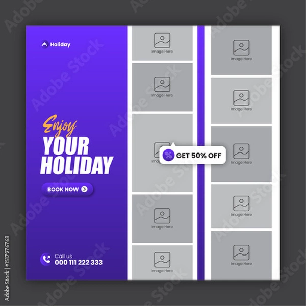 Obraz Travel social media post design or square travel flyer design template