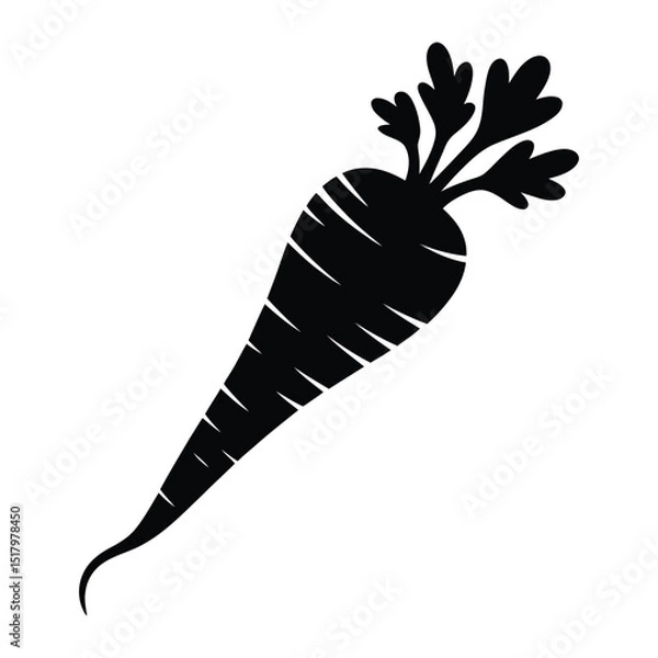 Fototapeta Parsnip Silhouette, Vector, Illustration, Icon, Logo, White Background.