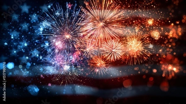 Obraz AI generated celebratory fireworks on background