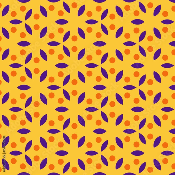 Obraz Geometric Rhythm in Violet Orange Gold
This non-seamless geometric pattern