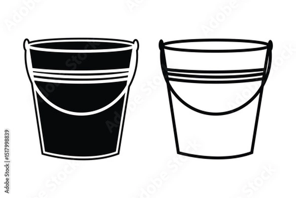 Obraz Bucket silhouette art vector with line art on white background