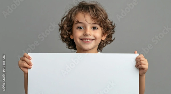 Fototapeta boy with white card mock up