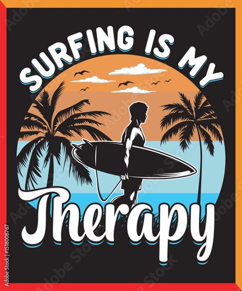 Fototapeta SURFING SUMMER VECTOR DESIGN, SURFING , VECTOR 