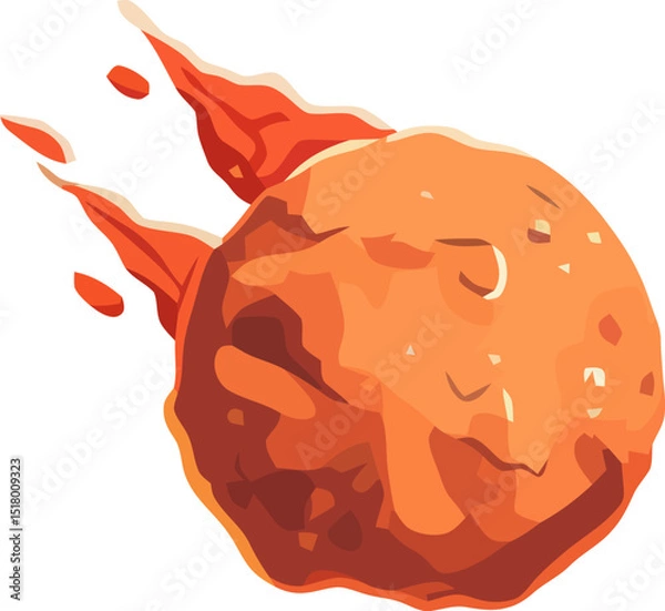 Obraz Bright orange asteroid racing through space with fiery trails behind