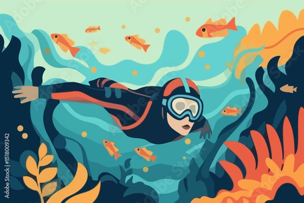 Obraz Exploring underwater life while snorkeling among colorful fish in a vibrant coral reef
